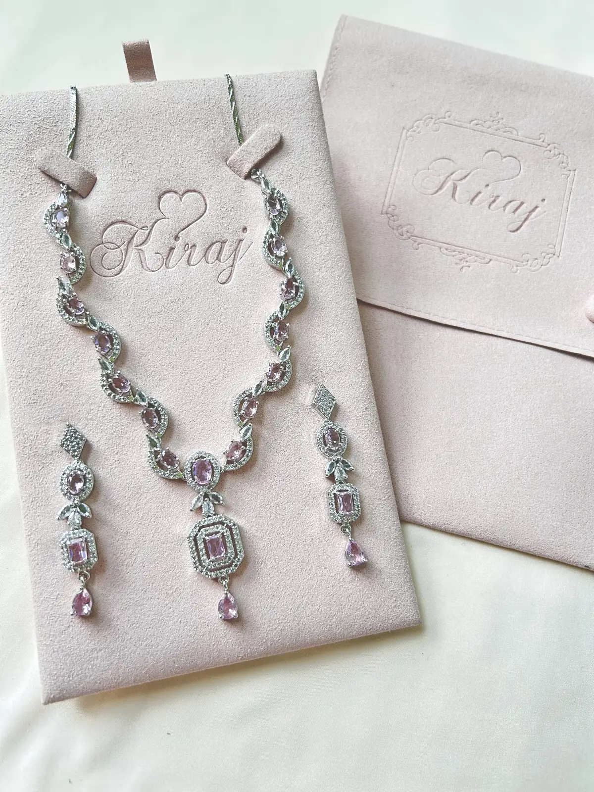 Blush Pink necklace set with earrings