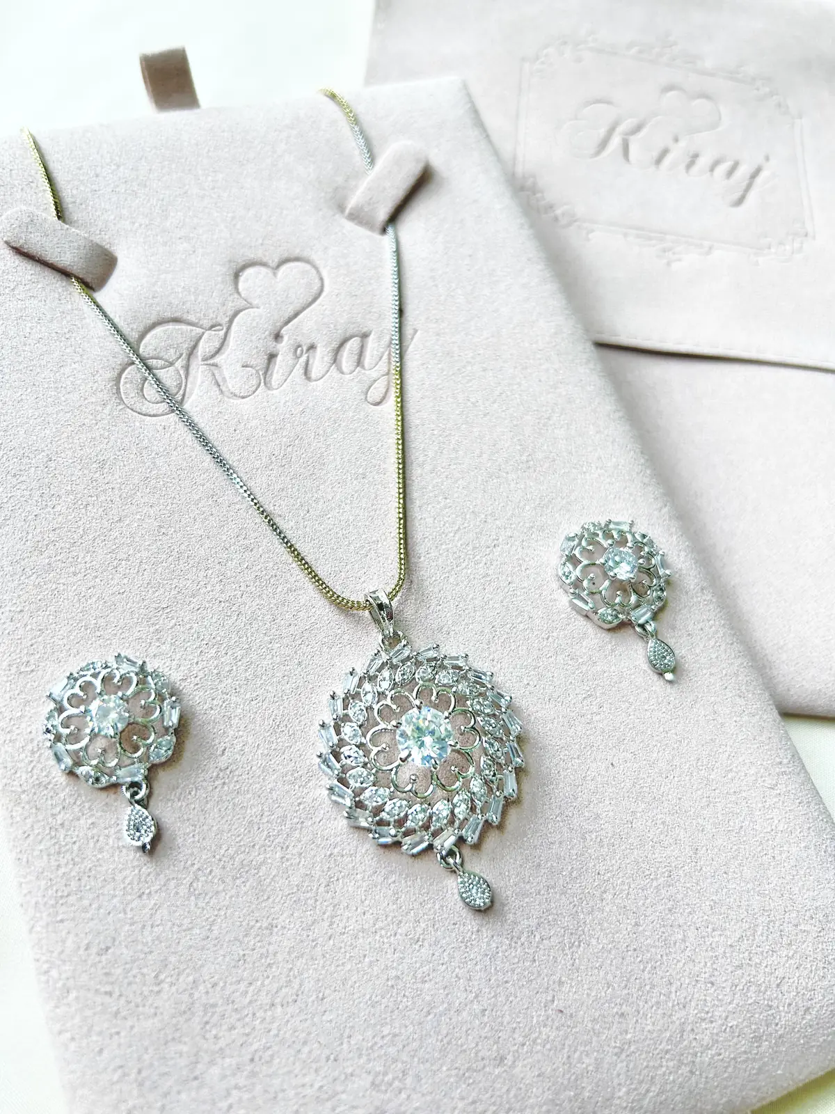 Crystal Charm necklace set with earrings